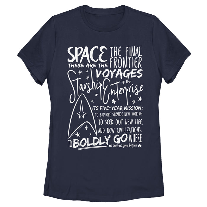 fifth sun Women's Star Trek 5-Year Mission Text T-Shirt