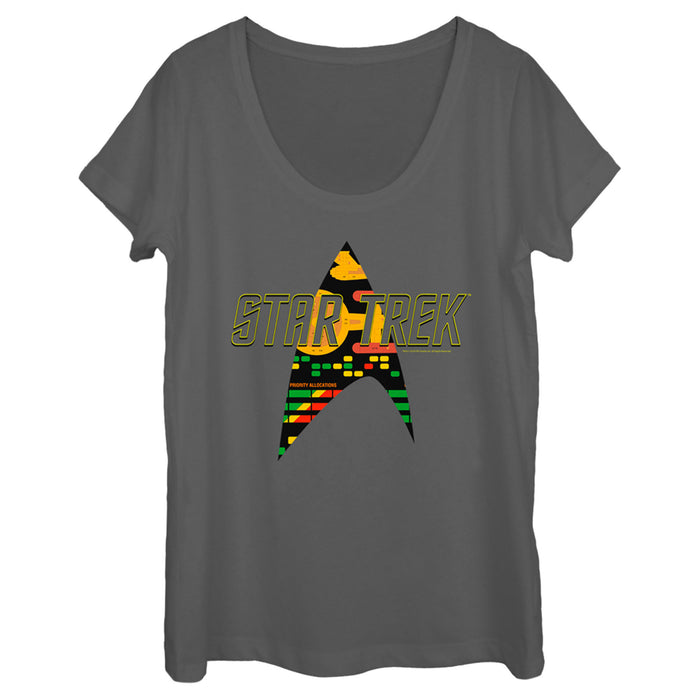 fifth sun Women's Star Trek Allocations Logo Scoop Neck