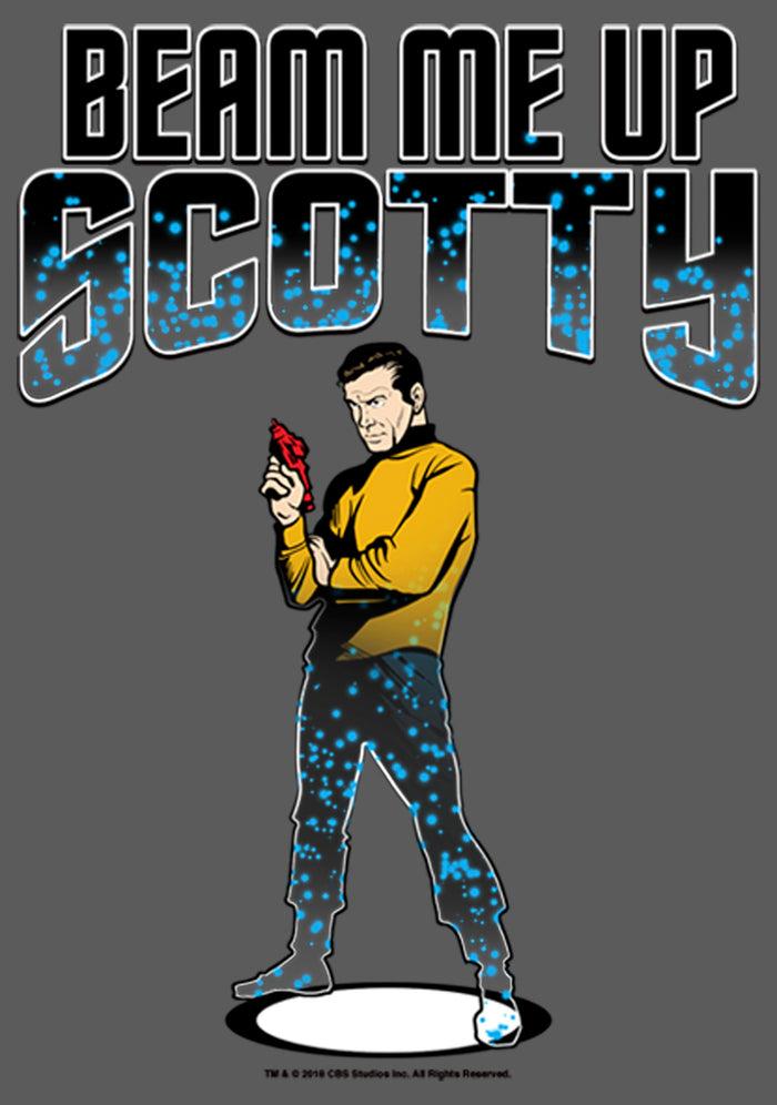 Fifth Sun Women's Star Trek Cartoon Kirk Beam Me Up Scotty Transporter Scoop Neck