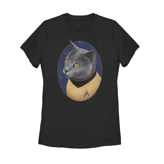 fifth sun Women's Star Trek Chekov Cat Portrait T-Shirt
