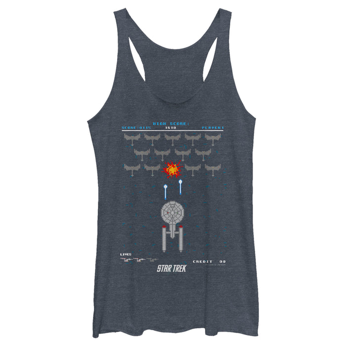 fifth sun Women's Star Trek Enterprise Pixel Video Game Battle Racerback Tank Top