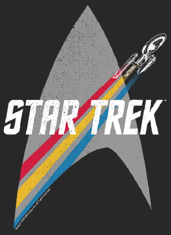 Fifth Sun Women's Star Trek Enterprise Starfleet Rainbow Streak Scoop Neck