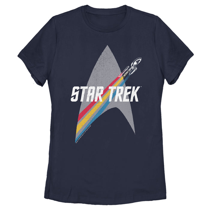 fifth sun Women's Star Trek Enterprise Starfleet Rainbow Streak T-Shirt