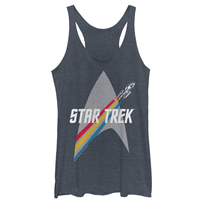 fifth sun Women's Star Trek Enterprise Starfleet Rainbow Streak Racerback Tank Top
