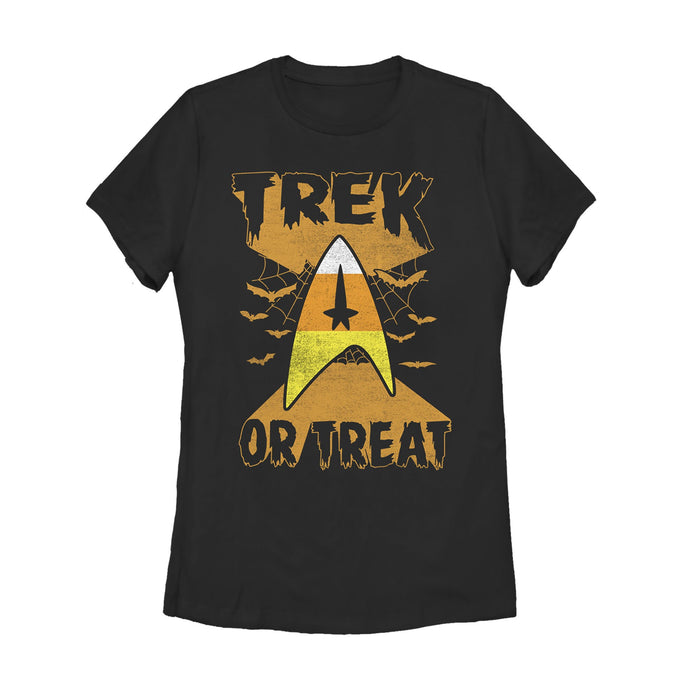 fifth sun Women's Star Trek Halloween Trek or Treat Candy Corn T-Shirt