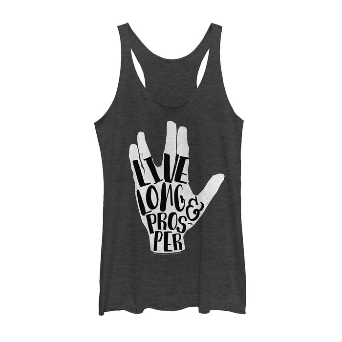 fifth sun Women's Star Trek Live Prosper Vulcan Salute Hand Racerback Tank Top