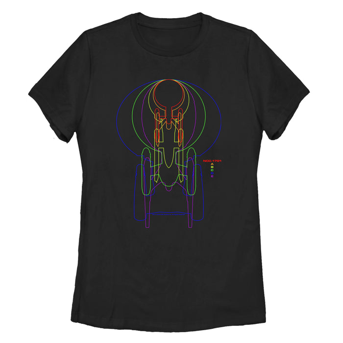 fifth sun Women's Star Trek Rainbow Enterprise Evolution T-Shirt