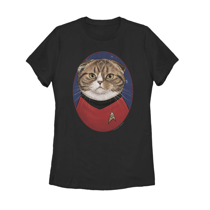 fifth sun Women's Star Trek Scotty Cat Portrait T-Shirt