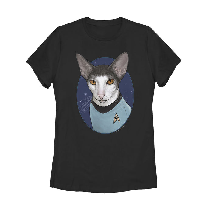 fifth sun Women's Star Trek Spock Cat Portrait T-Shirt