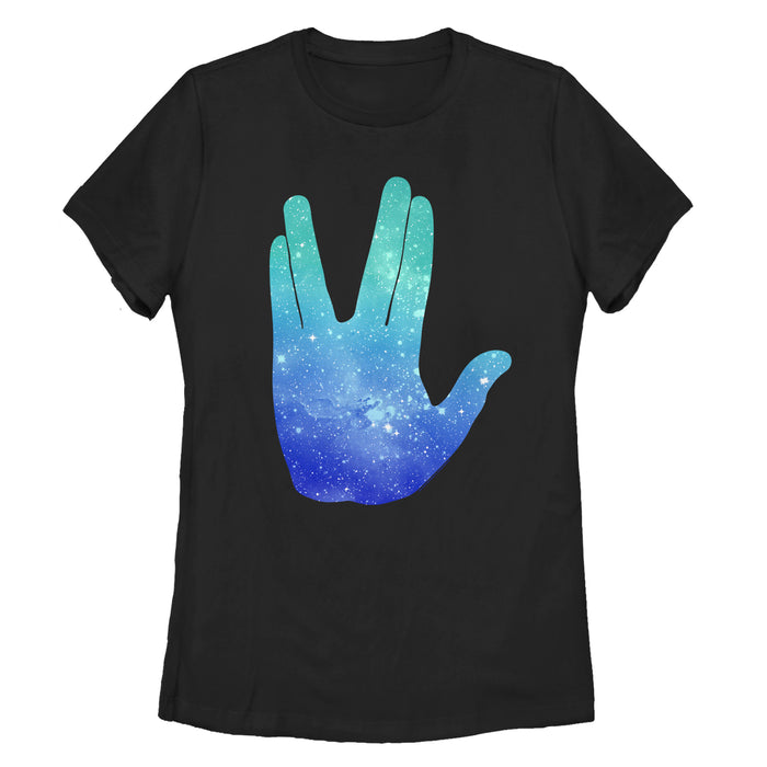 fifth sun Women's Star Trek Spock Galactic Vulcan Salute T-Shirt