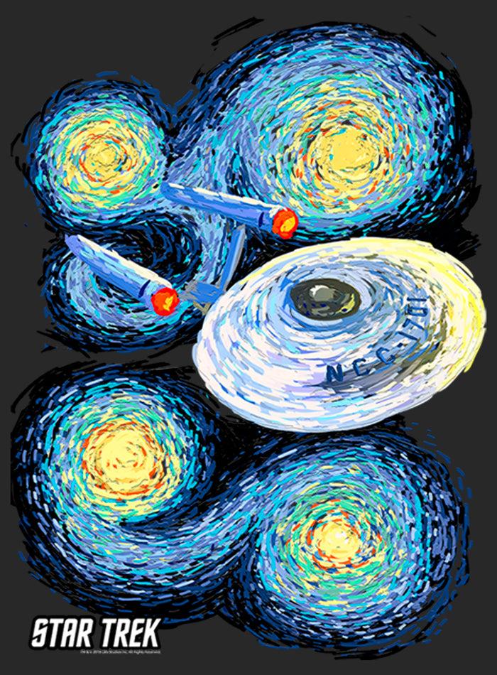 Fifth Sun Women's Star Trek Starry Night USS Enterprise Scoop Neck