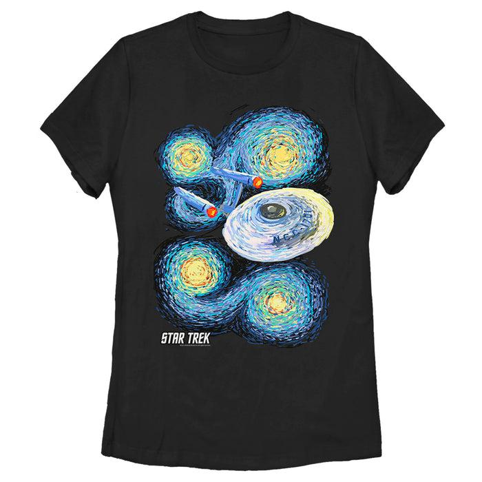 fifth sun Women's Star Trek Starry Night USS Enterprise T-Shirt