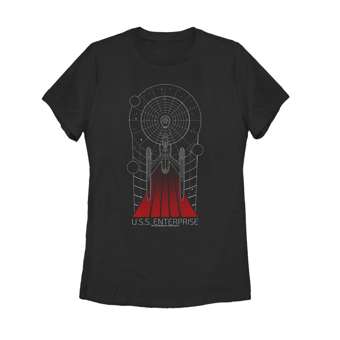 fifth sun Women's Star Trek Stars USS Enterprise Outline T-Shirt