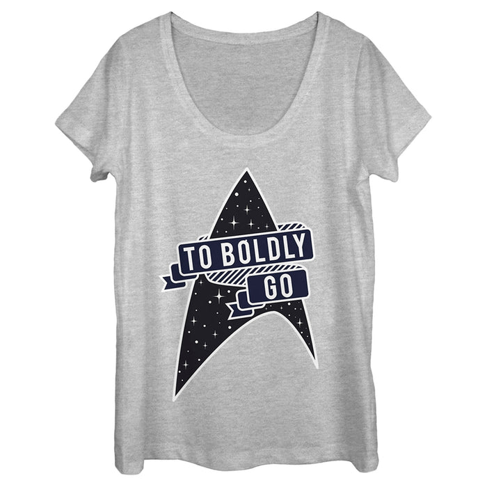 fifth sun Women's Star Trek To Boldly Go Starfleet Scoop Neck