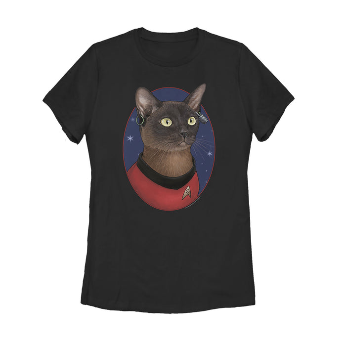 fifth sun Women's Star Trek Uhura Cat Portrait T-Shirt
