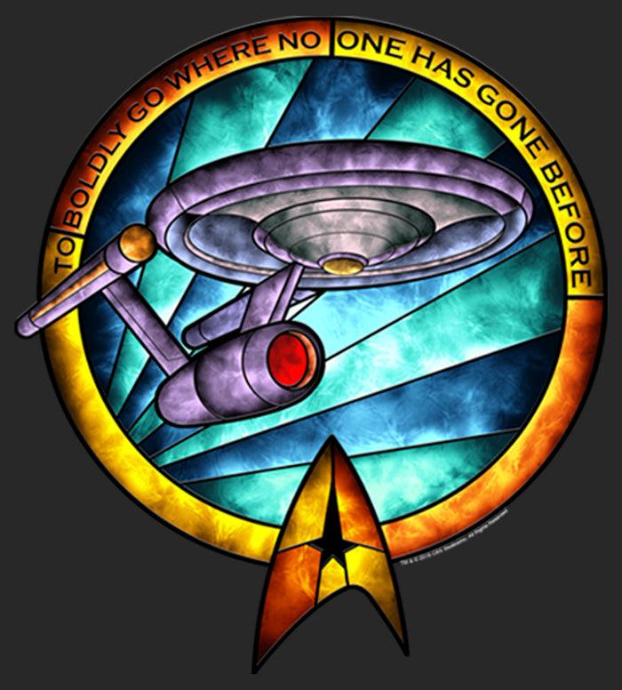 Fifth Sun Women's Star Trek USS Enterprise Stained Glass To Boldly Go T-Shirt