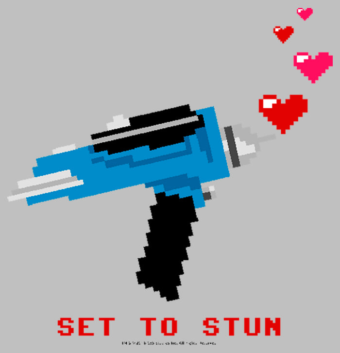 Fifth Sun Women's Star Trek Valentine's Pixel Set Phasers To Stun Scoop Neck