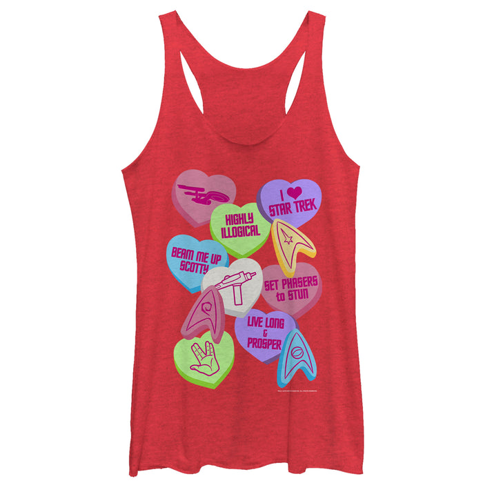 fifth sun Women's Star Trek Valentine's Starfleet Candy Hearts Racerback Tank Top