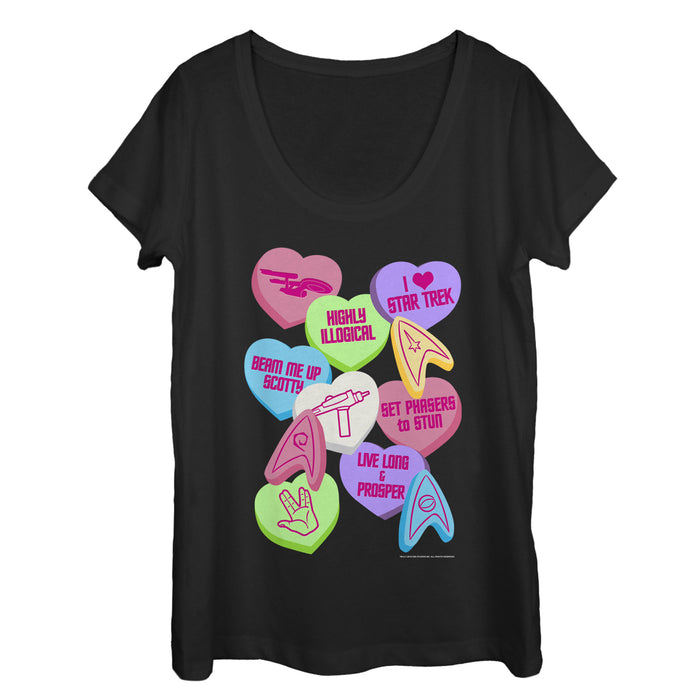 fifth sun Women's Star Trek Valentine's Starfleet Candy Hearts Scoop Neck