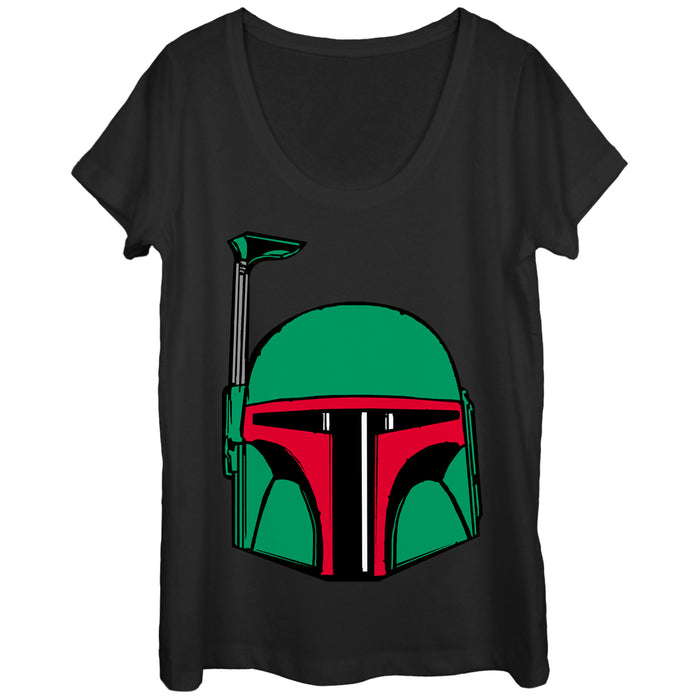 fifth sun Women's Star Wars Boba Fett Helmet Scoop Neck