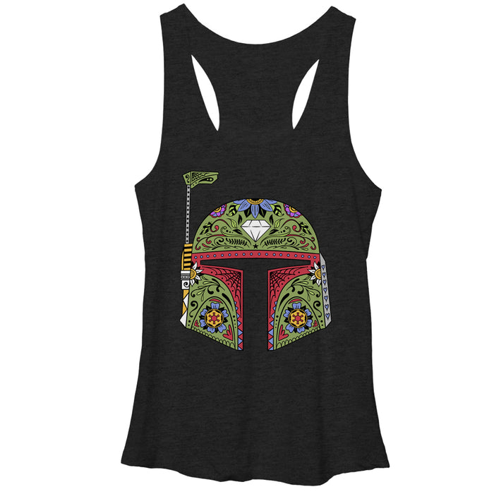 fifth sun Women's Star Wars Boba Fett Sugar Skull Racerback Tank Top