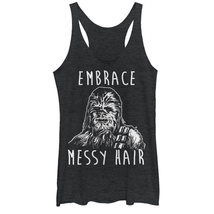 fifth sun Women's Star Wars Chewbacca Embrace Messy Hair Racerback Tank Top