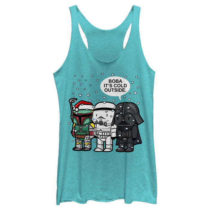 fifth sun Women's Star Wars Christmas Boba It's Cold Outside Racerback Tank Top