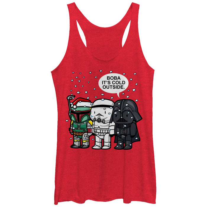 fifth sun Women's Star Wars Christmas Boba It's Cold Outside Racerback Tank Top