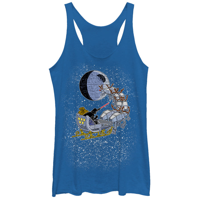 fifth sun Women's Star Wars Christmas Darth Vader Santa's Sleigh Racerback Tank Top