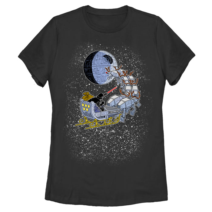 fifth sun Women's Star Wars Christmas Darth Vader Santa's Sleigh T-Shirt