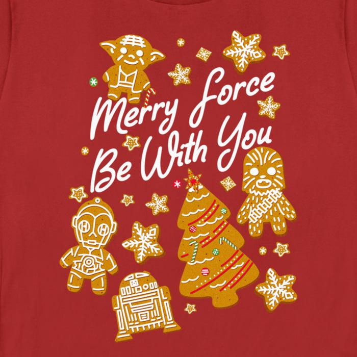 Fifth Sun Women's Star Wars Christmas Gingerbread Cookies Merry Force Be With You T-Shirt