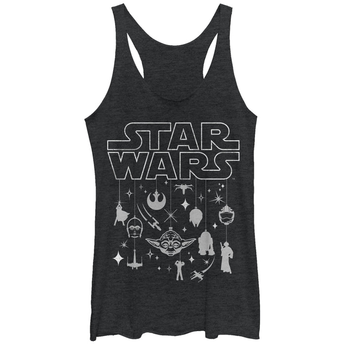fifth sun Women's Star Wars Christmas Logo Ornaments Racerback Tank Top