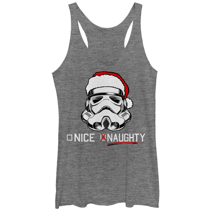 fifth sun Women's Star Wars Christmas Stormtrooper Naughty List Racerback Tank Top