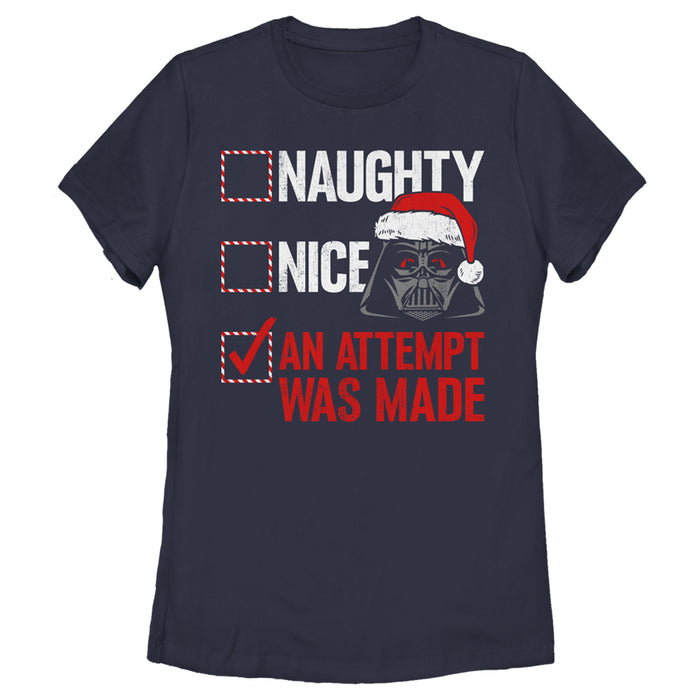 fifth sun Women's Star Wars Christmas Vader Attempt Made T-Shirt