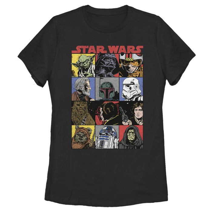 fifth sun Women's Star Wars Comic Strip Cartoon Group T-Shirt