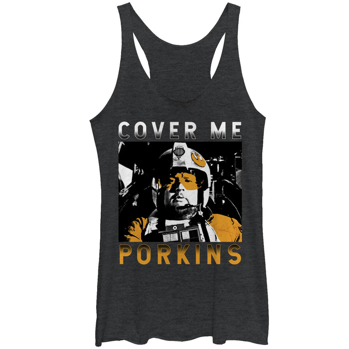 fifth sun Women's Star Wars Cover Me Porkins Racerback Tank Top