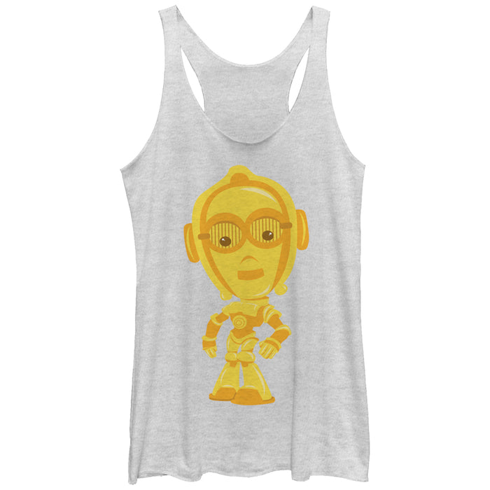 fifth sun Women's Star Wars Cute Cartoon C-3PO Racerback Tank Top