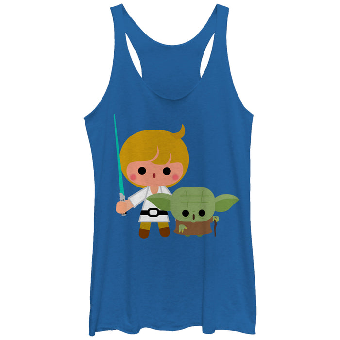 fifth sun Women's Star Wars Cute Cartoon Luke Yoda Racerback Tank Top