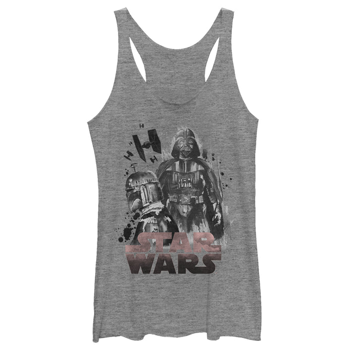 fifth sun Women's Star Wars Dark Side Ink Splatter Racerback Tank Top