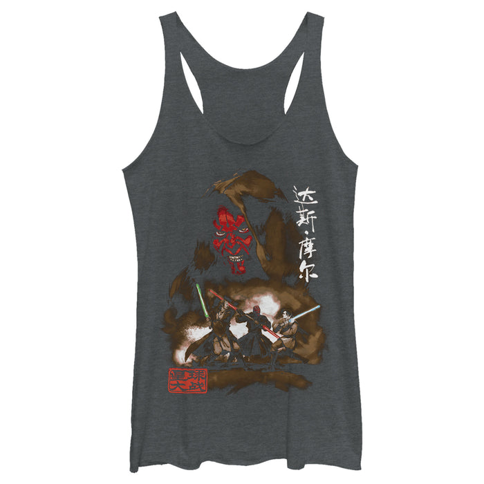 Fifth Sun Women's Star Wars Darth Maul Kanji Battle Racerback Tank Top