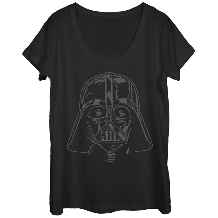 fifth sun Women's Star Wars Darth Vader Helmet Scoop Neck