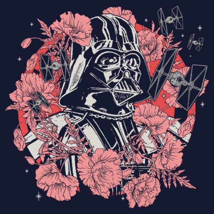 Fifth Sun Women's Star Wars Floral Darth Vader With Tie Fighters T-Shirt