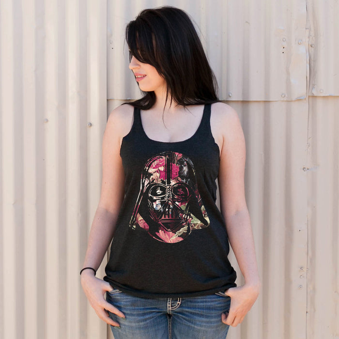 Fifth Sun Women's Star Wars Floral Print Vader Racerback Tank Top