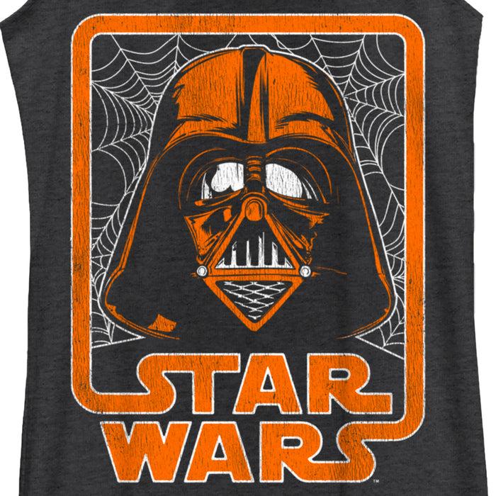 Fifth Sun Women's Star Wars Halloween Darth Vader Spider Webs Logo Racerback Tank Top
