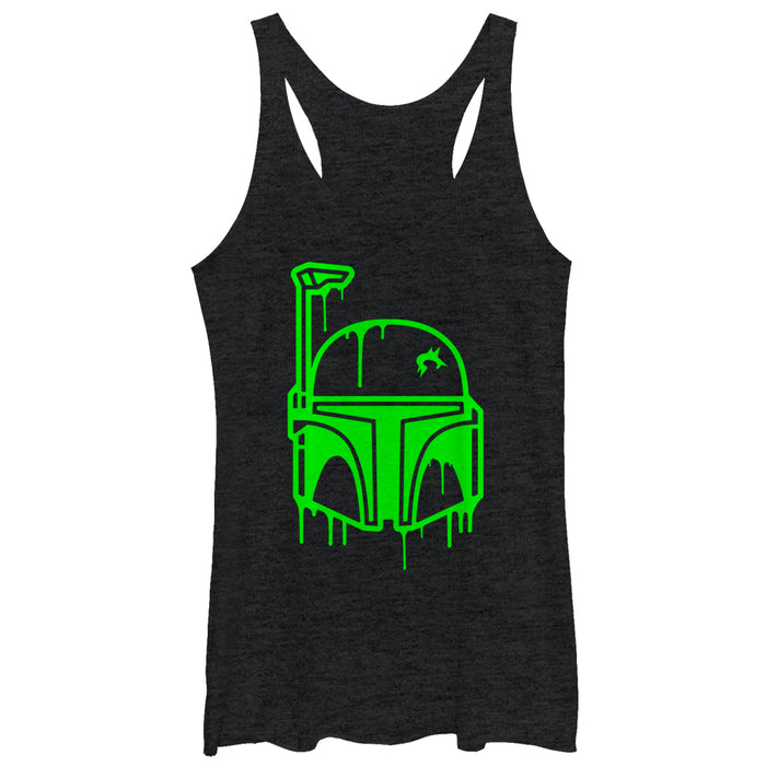 fifth sun Women's Star Wars Halloween Dripping Boba Fett Helmet Racerback Tank Top