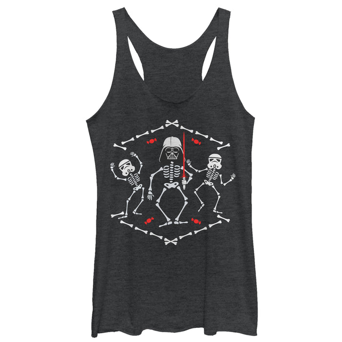 fifth sun Women's Star Wars Halloween Vader Skeleton Dance Racerback Tank Top