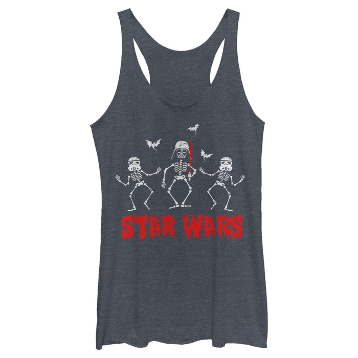 Fifth Sun Women's Star Wars Halloween Vader Skeletons Racerback Tank Top