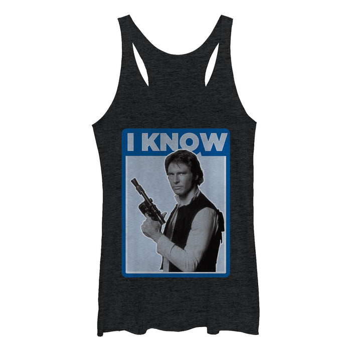 fifth sun Women's Star Wars Han Solo Quote I Know Racerback Tank Top