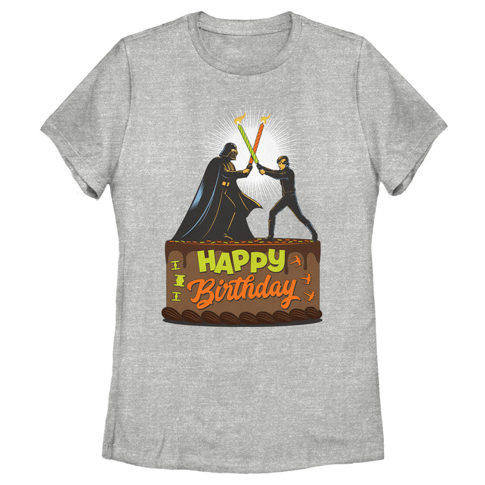 fifth sun Women's Star Wars Happy Birthday Duel Cake T-Shirt