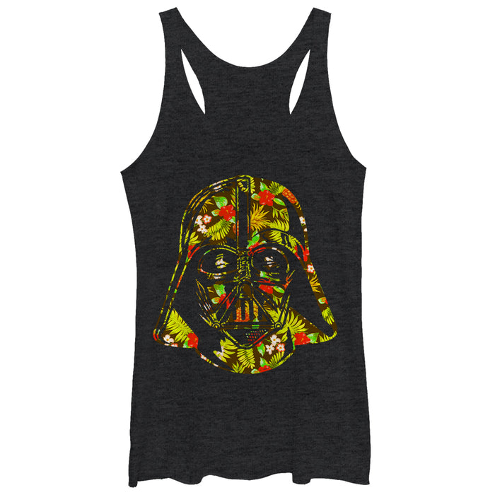fifth sun Women's Star Wars Hawaiian Print Darth Vader Helmet Racerback Tank Top
